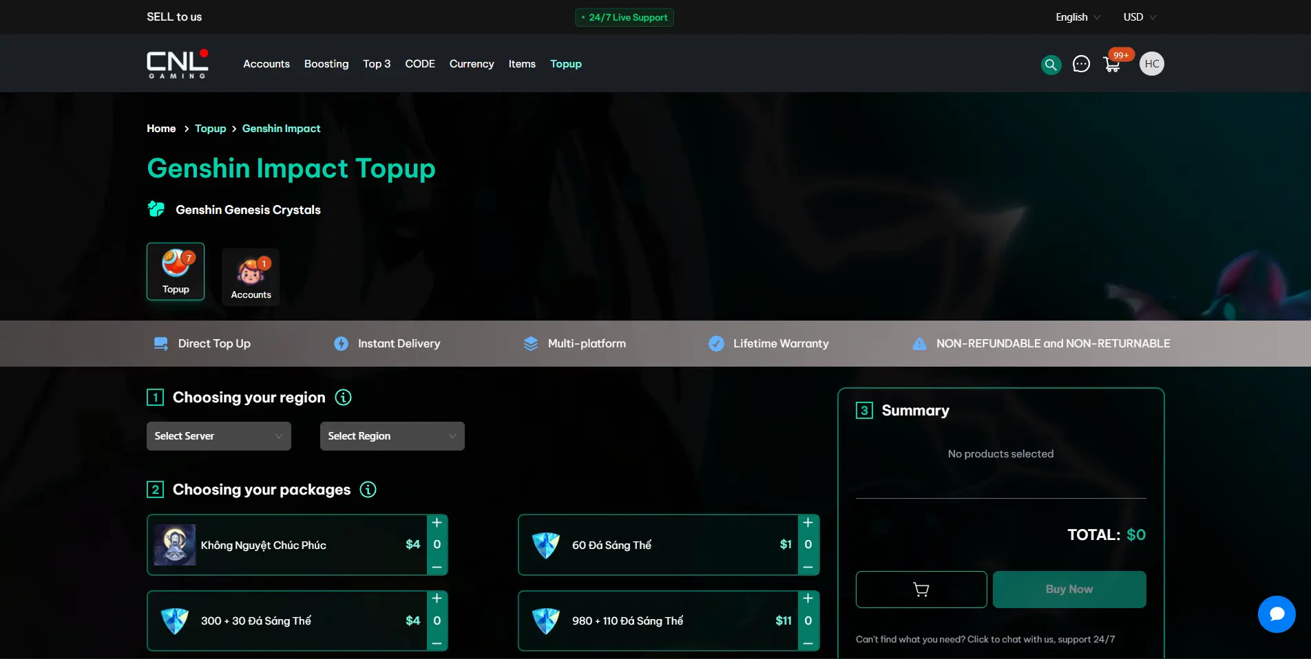 Product Detail Topup